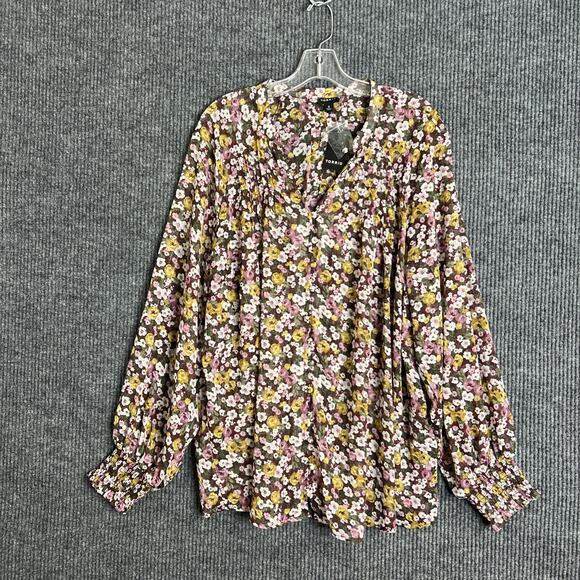 Torrid Womens Crinkle Chiffon Smocked Blouson Sleeve Blouse Size 3X Multi Color - Picture 1 of 11